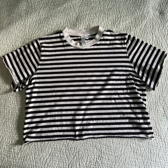 & Other Stories Cropped Tee Stripped Short Sleeve T-Shirt - Picture 1 of 5